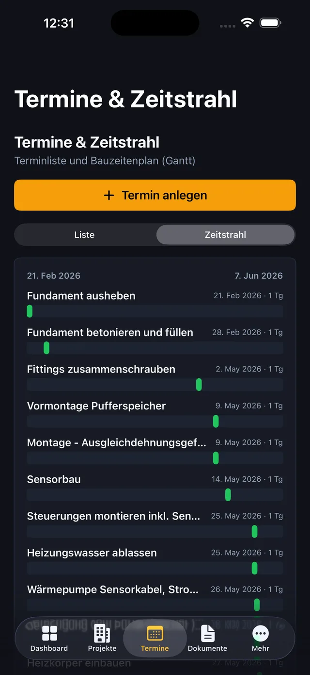 Baumio iOS – Übergabe & Abnahme